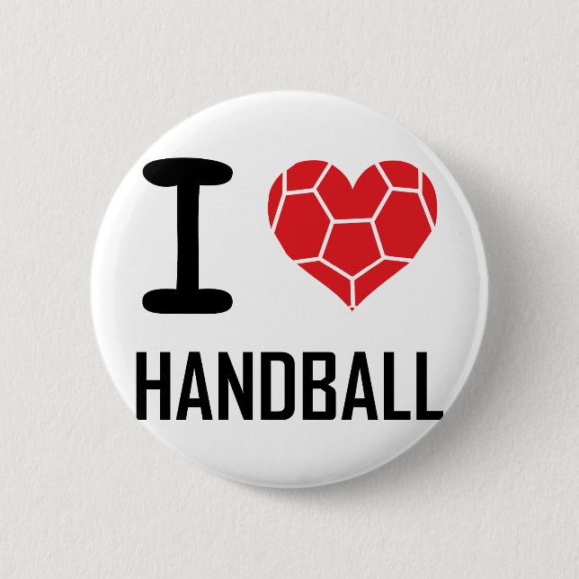 I love handball 6 cm round badge (Front)