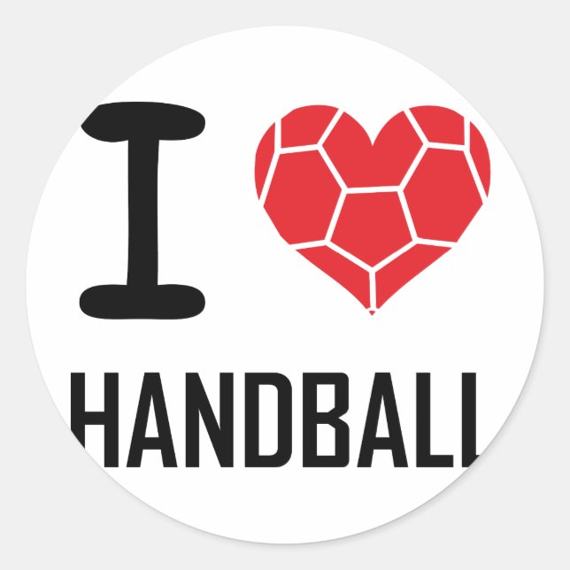 I love handball classic round sticker (Front)