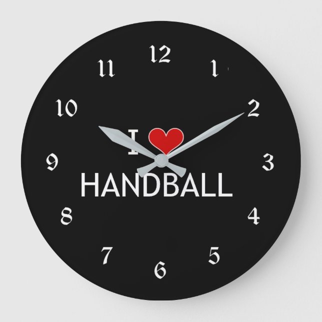 I Love Handball Large Clock (Front)