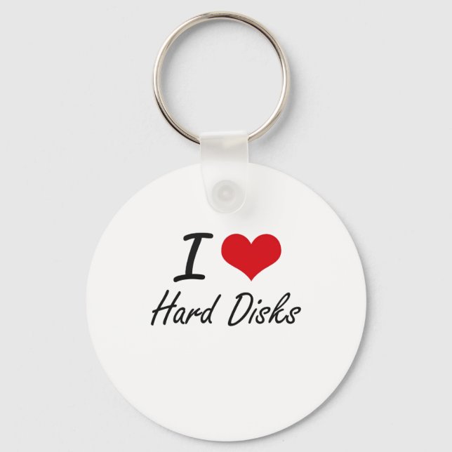 I love Hard Discs Key Ring (Front)