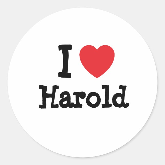 I love Harold heart custom personalised Classic Round Sticker (Front)