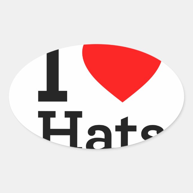 I Love Hats Oval Sticker (Front)