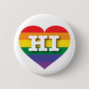 I Love Hawaii Rainbow Heart 6 Cm Round Badge
