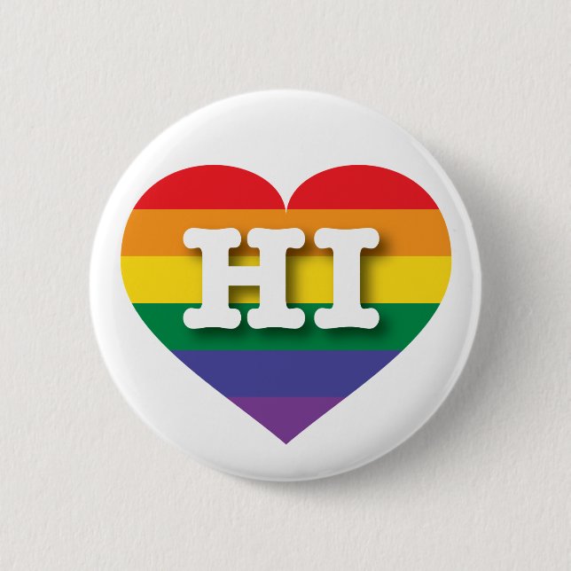 I Love Hawaii Rainbow Heart 6 Cm Round Badge (Front)