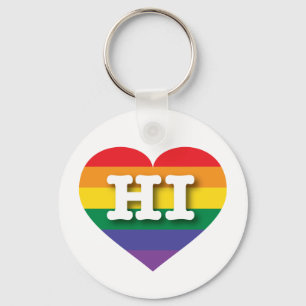 I Love Hawaii Rainbow Heart Key Ring