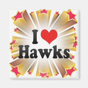I Love Hawks Magnet