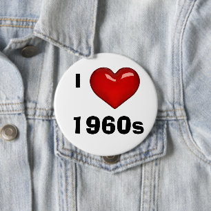 I LOVE (HEART) 1960s editable 10 Cm Round Badge