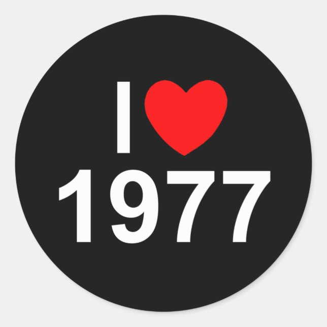 I Love (Heart) 1977 Classic Round Sticker (Front)