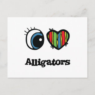 I Love (Heart) Alligators Postcard