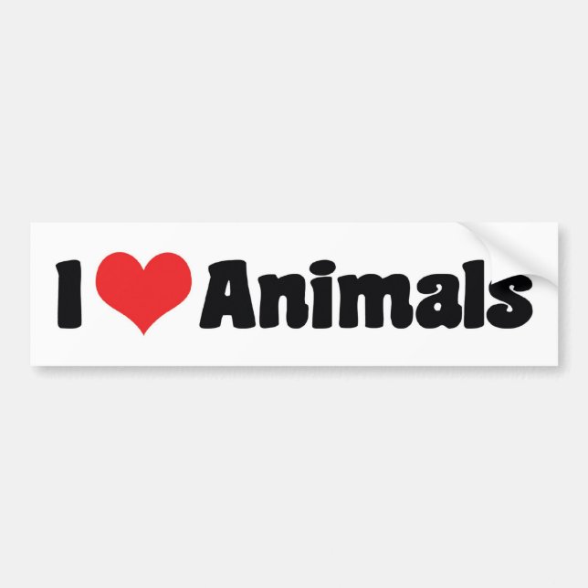 I Love Heart Animals - Animal Lover Bumper Sticker (Front)