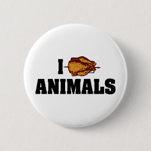 I Love Heart Animals - BBQ Cookout Lovers 6 Cm Round Badge
