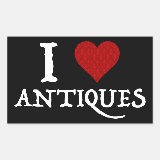 I Love (Heart) Antiques Rectangular Sticker (Front)