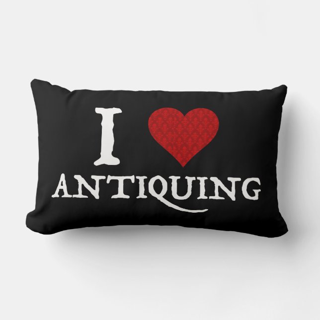 I Love (Heart) Antiquing Lumbar Cushion (Front)