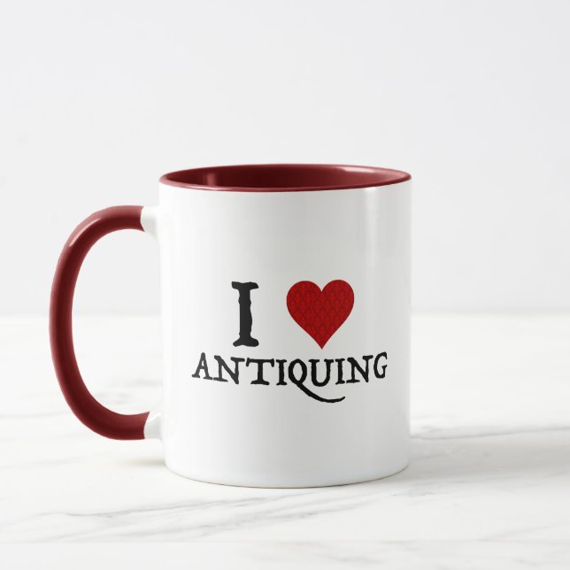 I Love (Heart) Antiquing Mug (Left)