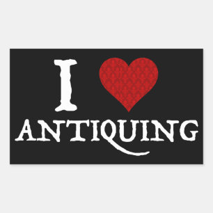 I Love (Heart) Antiquing Rectangular Sticker