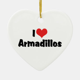I Love Heart Armadillos Ceramic Tree Decoration