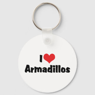 I Love Heart Armadillos Key Ring