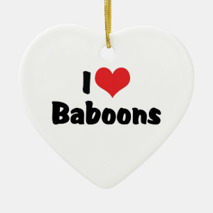 I Love Heart Baboons Ceramic Ornament