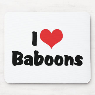 I Love Heart Baboons Mouse Pad