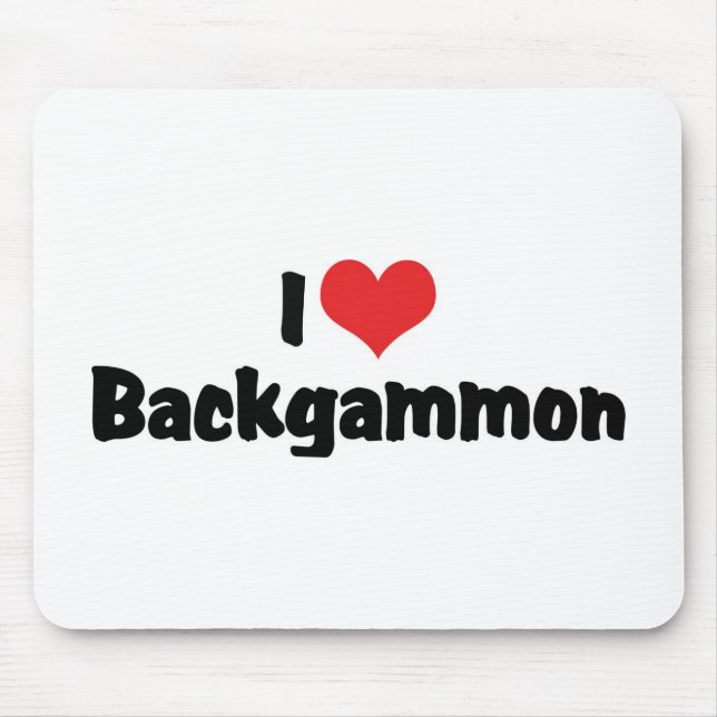 I Love Heart Backgammon Mouse Pad (Front)