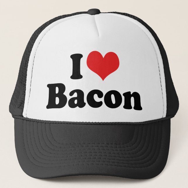I Love Heart Bacon - Bacon Lover Trucker Hat (Front)