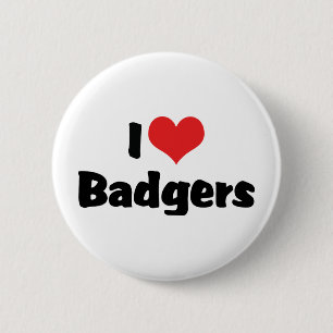 I Love Heart Badgers 6 Cm Round Badge