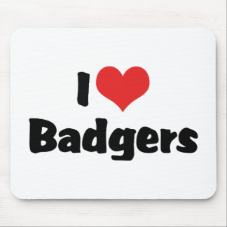 I Love Heart Badgers Mouse Pad