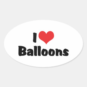 I Love Heart Balloons Oval Sticker