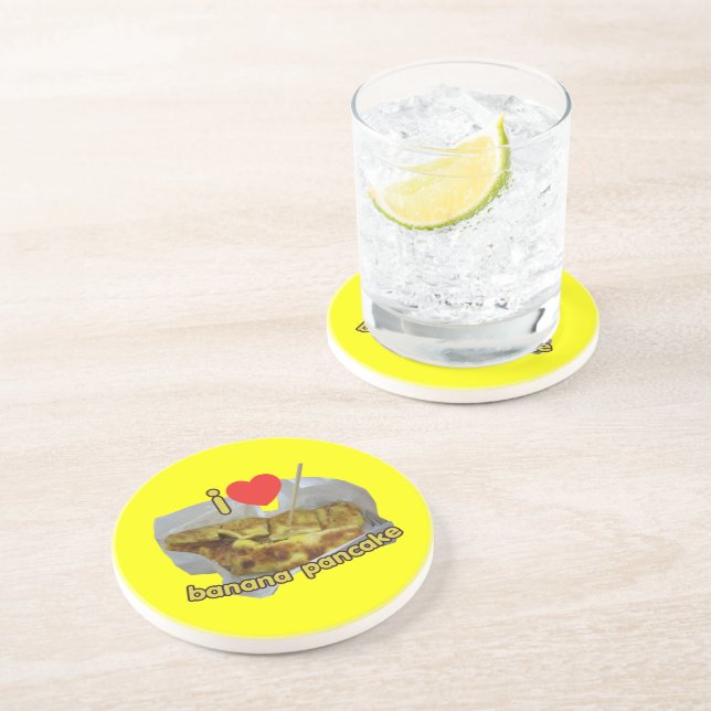 I Love (Heart) Banana Pancake ... Thai Street Food Coaster (Side)