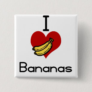 I love-heart bananas 15 cm square badge
