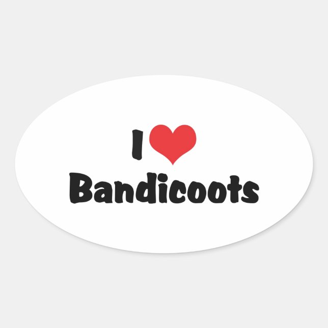I Love Heart Bandicoots Oval Sticker (Front)