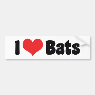 I Love Heart Bats Bumper Sticker