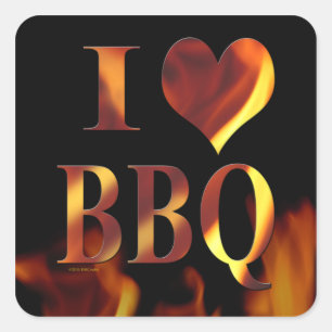 I Love (Heart) BBQ Square Sticker
