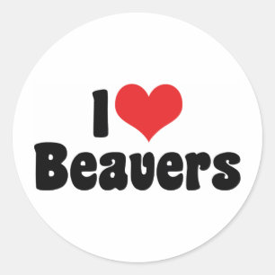 I Love Heart Beavers Classic Round Sticker