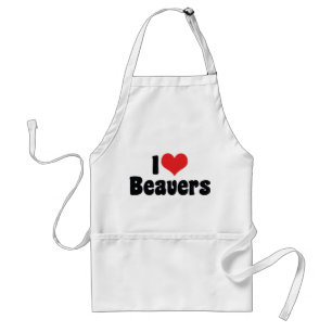 I Love Heart Beavers Standard Apron