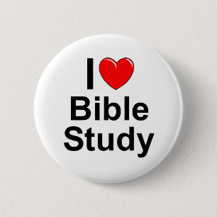I Love (Heart) Bible Study 6 Cm Round Badge