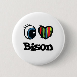 I Love (Heart) Bison 6 Cm Round Badge