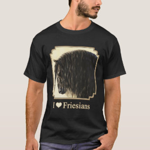 I Love Heart Black Friesian Horses Horse Lover Gif T-Shirt