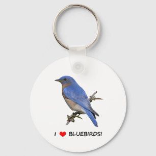 I Love (heart) Bluebirds Key Ring