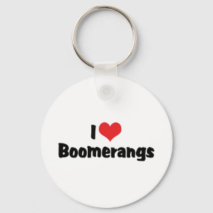 I Love Heart Boomerangs Key Ring