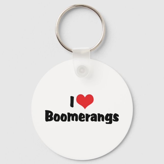I Love Heart Boomerangs Key Ring (Front)