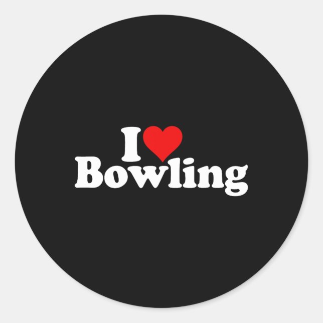I Love Heart Bowling  Classic Round Sticker (Front)