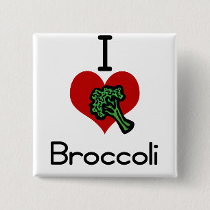I love-heart broccoli 15 cm square badge