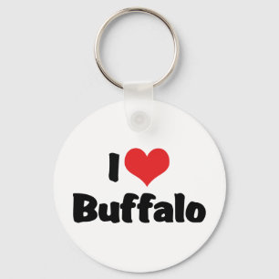 I Love Heart Buffalo Key Ring