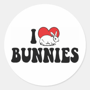 I Love Heart Bunny Rabbits Classic Round Sticker