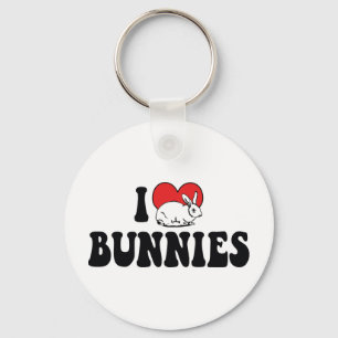 I Love Heart Bunny Rabbits Key Ring