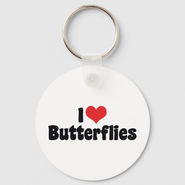 I Love Heart Butterflies - Butterfly Lover Key Ring (Front)