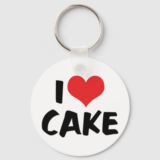 I Love Heart Cake - Cake Cookie Doughnut Lover Key Ring (Front)
