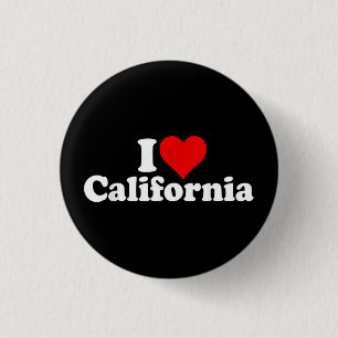 I LOVE HEART CALIFORNIA CALI STATE 3 CM ROUND BADGE