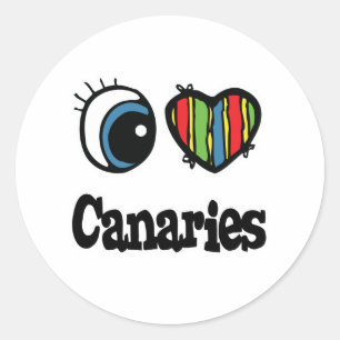 I Love (Heart) Canaries Classic Round Sticker